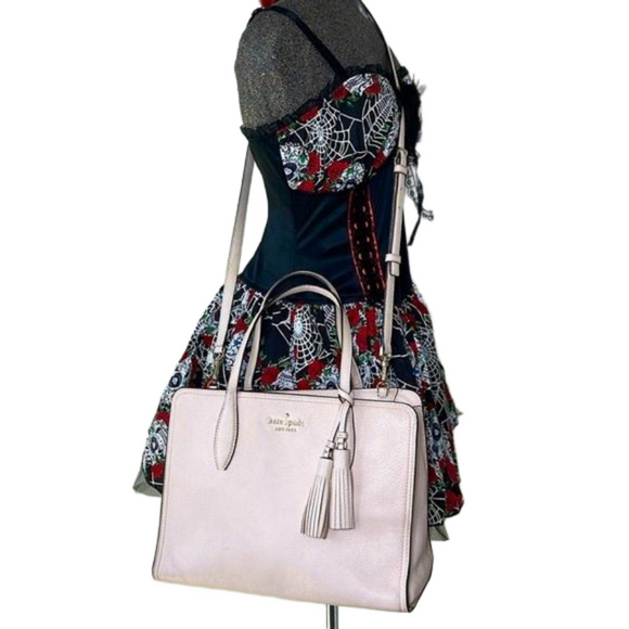 KATE SPADE NEW YORK Rowe Crossbody Satchel Pink Pebbled Leather Medium Purse - Picture 3 of 17